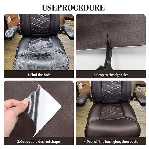 BSZHTECH Leather Repair Tape Self-Adhesive Leather Repair Patch for Couch Furniture Sofas Car Seats Advanced PU Vinyl Leather Repair Kit(Dark Coffee, 23.6 X 79 inch)