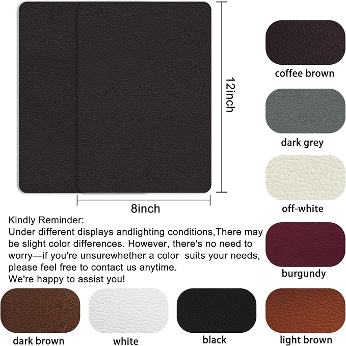 Self Adhesive Leather Repair Patch,8x12 inch Vinyl Repair Kit,Leather Repair Kit for Furniture,Car Seat,Couch,Office Chair,2 Pcs Coffee
