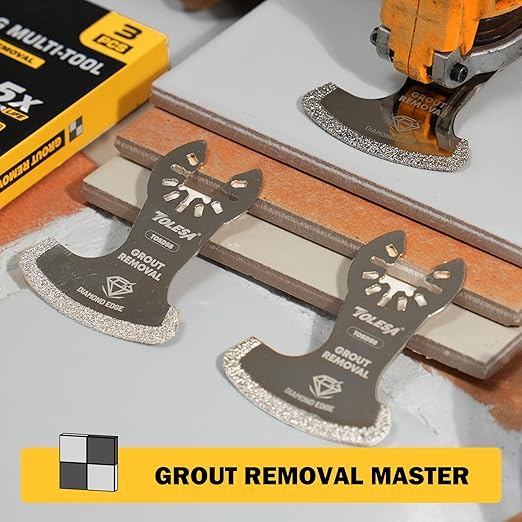 TOLESA Oscillating Multi Tool Swing Diamond Blades, Diamond Oscillating Tool Blade, Mortar Cutting Saw Blades for Grout Removal (TOSD58), 3-Pack