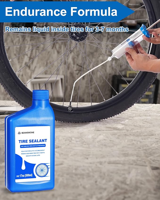 Tubeless Tire Sealant, Tubeless Bike Sealant - 2oz per Bottle, Long-Lasting for MTB, No Tubes and Tubeless Tires. No Tire Removal, Directly Refills in Under 30s