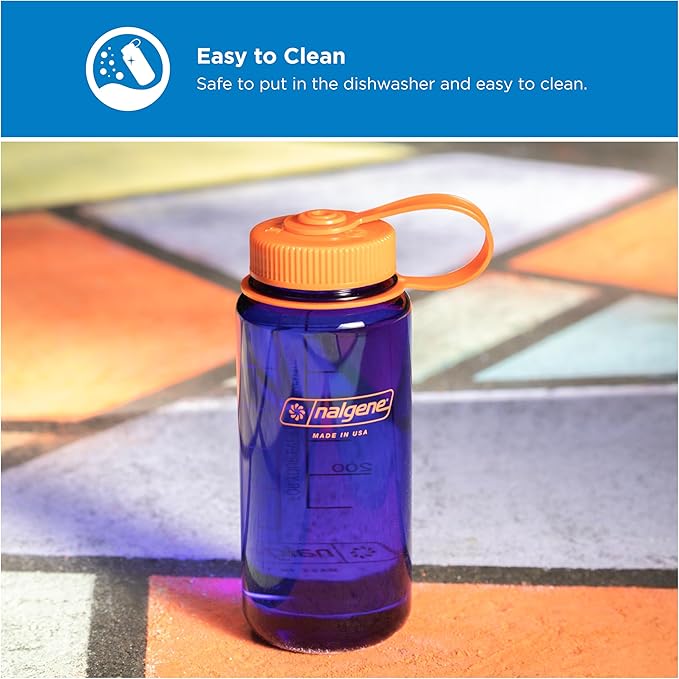 Nalgene 16 oz Wide Mouth Water Bottle | Slim Cup Holder Size, BPA-Free, Durable & Leak Proof, Lightweight Travel Bottle, Periwinkle