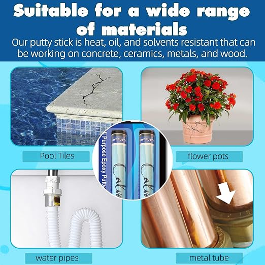 Underwater Pool Putty Epoxy - 2 Part Set, Quick Set for Spa, Hot Tub, & Pool Leak Repair - Bonds to Fiberglass, Concrete & More - 8 oz Total, Easy DIY Waterproof Sealant – Work Like Magic