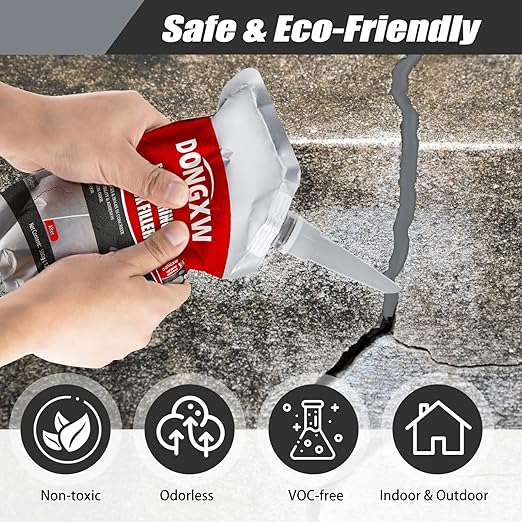 Concrete Crack Filler, 2 Pack Cement Crack Sealant, Self-Leveling Concrete Crack Repair Sealer, Fast Drying Caulking Glue for Driveways, Patios, Sidewalks