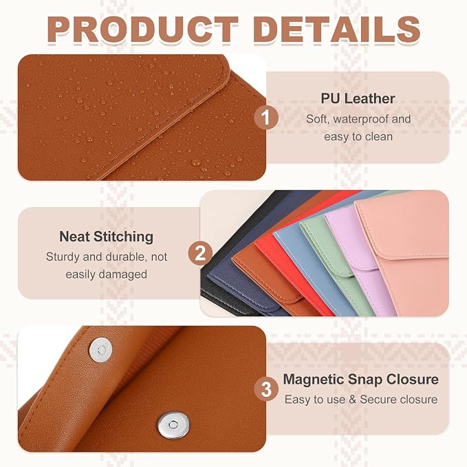 PATIKIL 2Pcs PU Leather A4 File Folder, Document Holder Envelope Waterproof Napa Texture Filing Organizer Portfolio Folder Case with Magnetic Snap Closure for Home Office, Brown