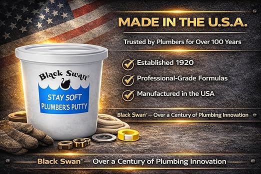 Black Swan Stay Soft Plumbers Putty, 7lbs - Crack-Resistant, Ideal for Sink Drain, Faucets & Fixtures, Stretchable Plumber Putty - White