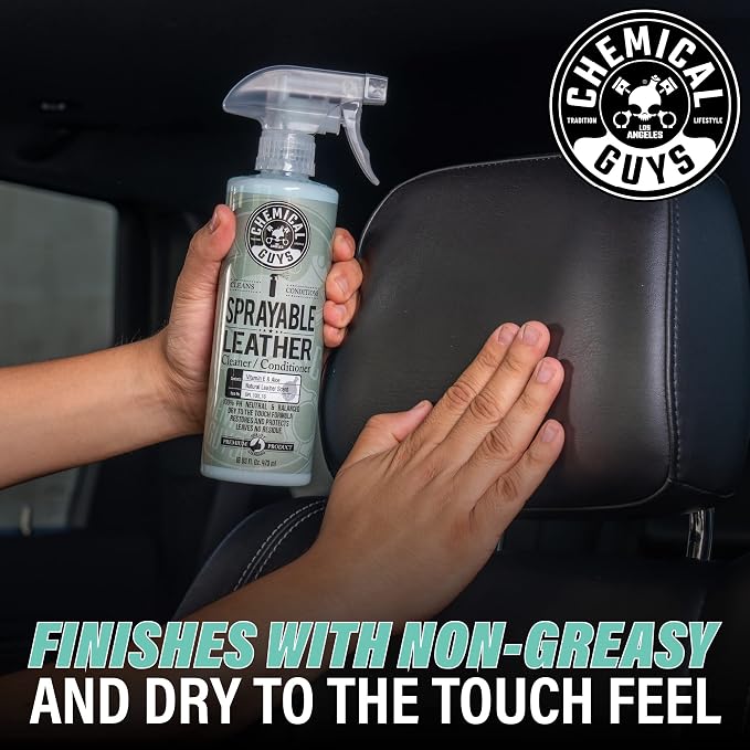 Chemical Guys SPI_103_1602 Sprayable Leather Cleaner and Conditioner in One for Car Interiors, Apparel, and More (Works on Natural, Synthetic, Pleather, and More) Leather Scent, (2 Pack) 16 fl oz