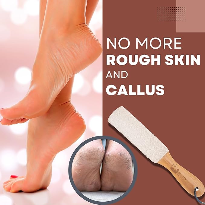 Eco Bath London Natural Pumice Foot File White Flat - Callus Remover for Feet, Dead Skin Heel Scrubber, Pedicure Foot Care Tool for Cracked Dry Heels, Callus Dead Skin Remover for Women and Men