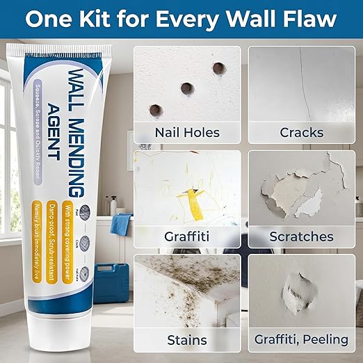 Drywall Patch Repair Kit, 2 Pack Wall Mending Agent for Holes & Cracks - Wall Repair Paste for Nail Holes, Dents & Efficient Crack Repair
