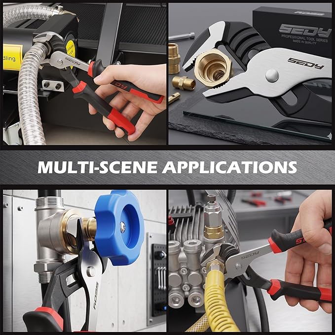 2-Piece Groove Joint Pliers Set, 10" & 8" Adjustable Water Pump Pliers, Straight Jaw Tongue and Groove Pliers with Non-Slip Handles for Plumbing, Pipe Fittings, Nuts, Bolts and Home Repair