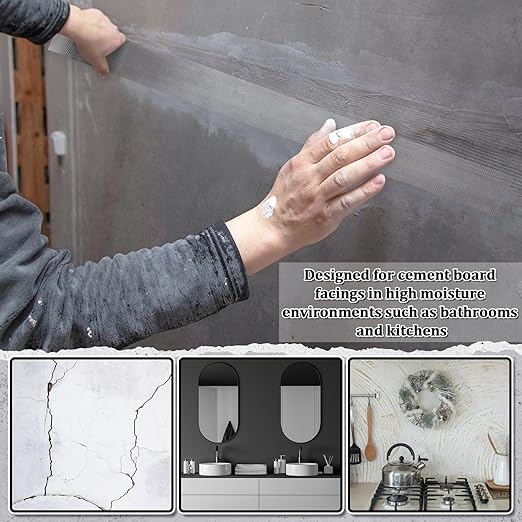 150 ft x 2 Inch Cement Board Joint Tape Self Adhesive Durable Gray Fiberglass Mesh Drywall Mesh Repair Tape for Cement Board Joints Repairing, Sealing and Strengthening