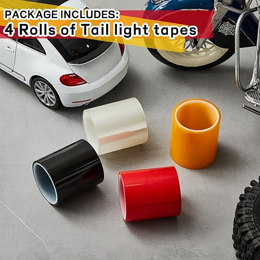 16.4 ft x 2 Inches Self Adhesive Repair Light Tape Auto Tail Light Tape Fog Lights Tint Tape Headlight Lens Tape (Multicolor, 4 Rolls)