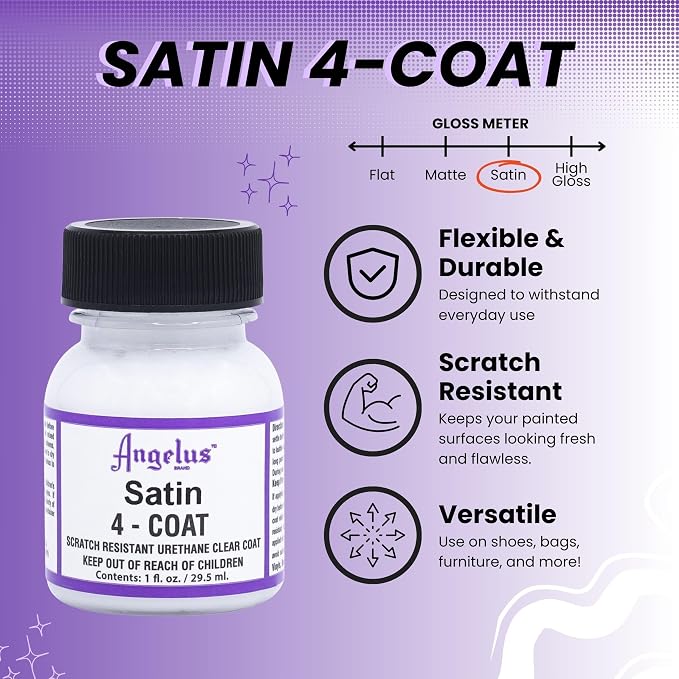Angelus 4-Coat Clear Urethane Leather Top Coat Finisher (Satin, 1oz)