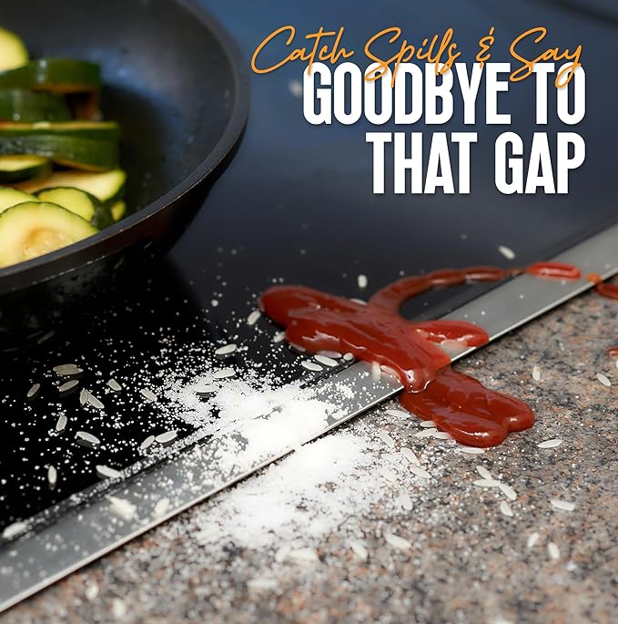 Linda’s Essentials Stove Gap Covers 316 Stainless Steel, Heat Resistant Oven Gap Filler Seals Spaces Between Stovetop and Counter, 25.4 Inches, Silver(Steel), 2 Pack
