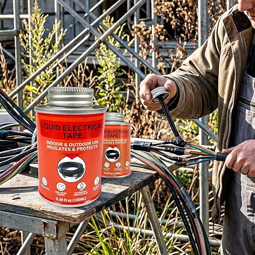 150ml Liquid Electrical Tape Insulating Repair Glue, Quick-Drying Waterproof High Temp Resistant Insulation Coating with Brush Cap for Wires Cables Outdoor Electrical Equipment Fixing