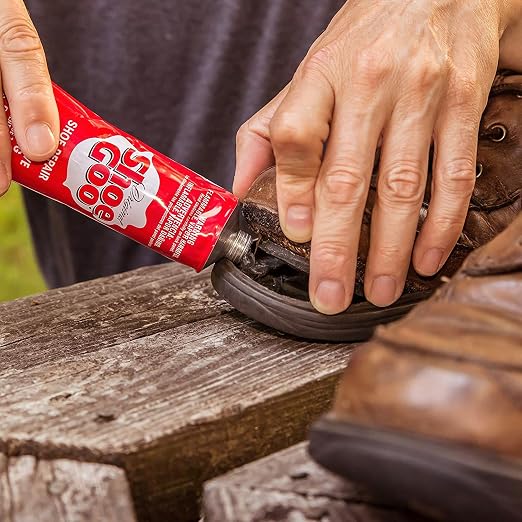 Shoe Goo Repair Adhesive for Fixing Worn Shoes or Boots, Clear, 3.7 Ounce (109.4mL), 10 Snip Tip Applicator Tips and Pixiss Spreader Tools Set