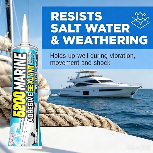 5200 Marine Sealant Adhesive Fast Cure - Permanent, Watertight Bonding and Sealing - UV Resistant, Above & Below Waterline- for Boats, Hulls, Decks & RVs,Pond Sealant 3oz (Clear 2Pcs)