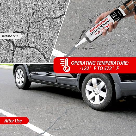 Concrete Crack Filler and Sealant Self-Leveling, Fast Curing Cement Crack Filler Concrete Sealer Outdoor Waterproof Caulking Glue for Cement-Based Materials Gray(10.1 fl. oz, 2 Pack)