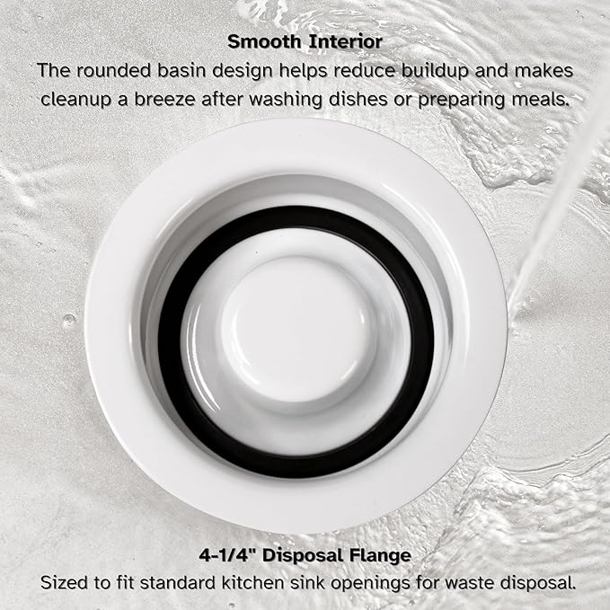 Westbrass D2089-50-50 4-1/4" Kitchen Sink Waste Disposal Drain Flange and Stopper, Powder Coat White (50-Pack)