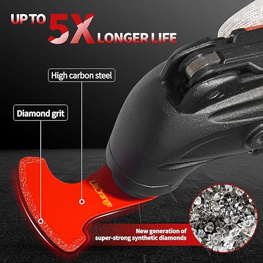 Litorange 8 Pcs Diamond Oscillating Blades, Swing Diamond Multitool Saw Blades for Grout Removal, Flush Cut, Cleaning Mortar