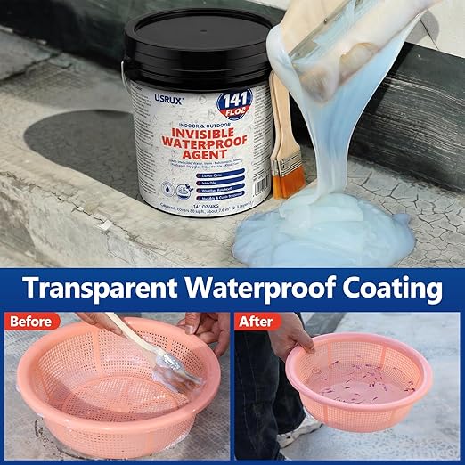Transparent Waterproof Sealant, 141 Oz Invisible Waterproof Agent, Transparent Waterproof Coating for Roof Repair, Walls, Window, Bathroom, Kitchen, Water-Based Clear Sealant, Indoor & Outdoor