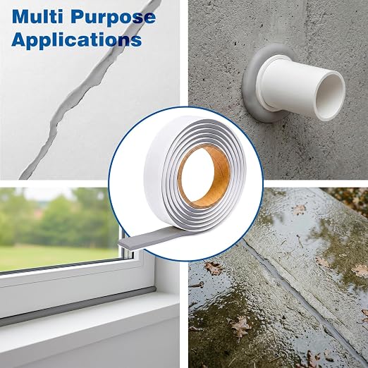 U0U Gery Moldable Silicone Putty,5mm Waterproof Multi Purpose Butyl Seal Putty Tape,Plumbers Duct Seal Putty for Sink Drain Gap Wall Repair