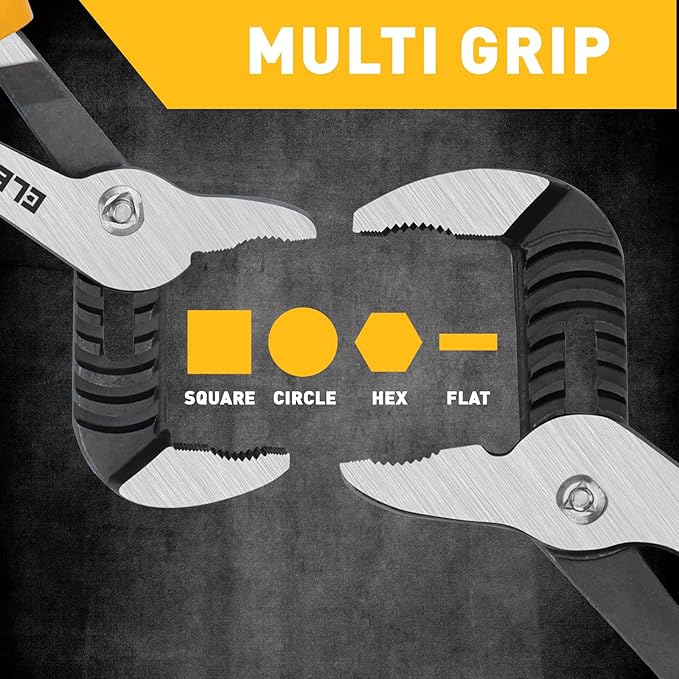 ELEAD 4-Piece Groove Joint Pliers Set, 12/10/8/6 Inch Adjustable Water Pump Pliers with Tool Roll Bag, Tongue and Groove for Home Repair, Gripping, Nuts, Bolts, Pipe & Fittings