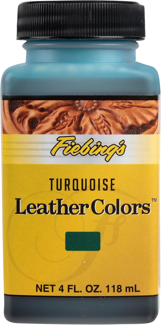 Fiebing's LeatherColors (4 Fl Oz, Turquoise) - Leather Dye for Natural Leather - Water-Based, Non-Flammable Formula - Permanent & Penetrating Color for Shoes, Boots, Furniture - Safe for Institutions
