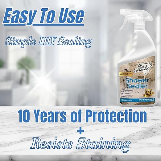 Natural Stone Shower Sealer Quart + Ultimate Grout Cleaner with Brush Quart (2-Pack) – Seals & Protects Showers, Deep Cleans Tile & Grout