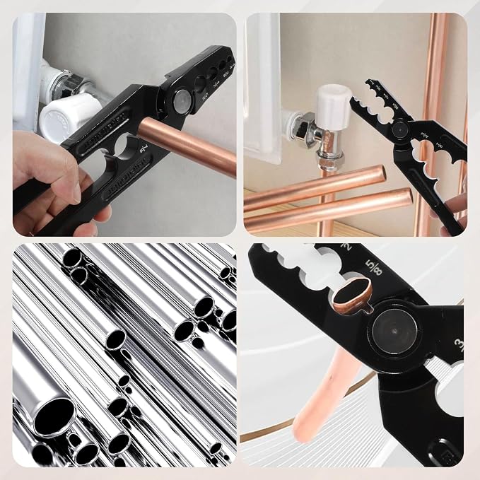 Manual Copper Tube Rounder Flat Tube Repairer Pliers Pipe Rounding Plier with 6 Hole Multifunctional Tube Rounder Tool for 1/4" 3/8" 1/2" 5/8" 3/4" 7/8" Copper Tube Aluminum Thin Walled Iron Pipe