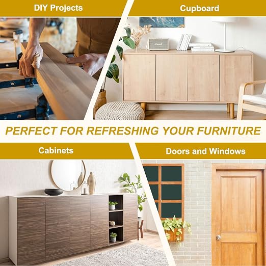 PATIKIL Wood Grain Repair Tape, 3" x 33' Self Adhesive Realistic Wood Tape with Scraper Durable Repair Patch for Furniture Floor Window Door Table DIY Home Decor, Brown Wood Grain