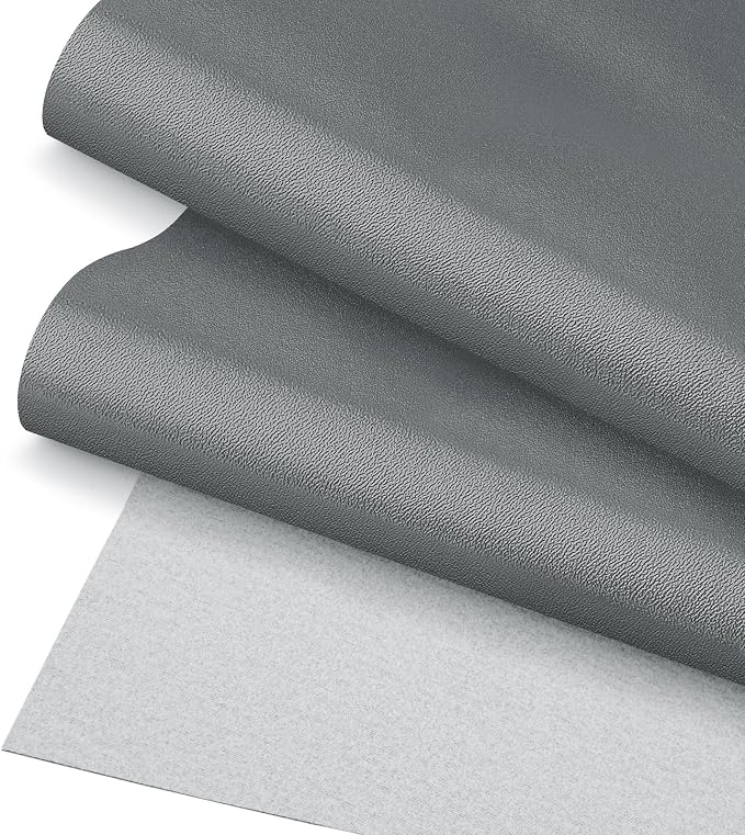 Grey Faux Leather Fabric 19"x54" - Smooth Vinyl Upholstery Leather for Modern Furniture, Home Decor, Sewing and DIY Craft Projects