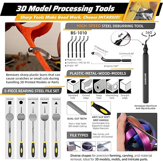 59pcs 3D Printer Tools Kit with Hard Case, 3D Printer Accessories incl Deburring Tool, Digital Caliper, Hygrometer, Nozzle Clog Poke, Pilers, Flush Cutter, for Bambu Lab, Ender 3, FDM/SLA Printers etc