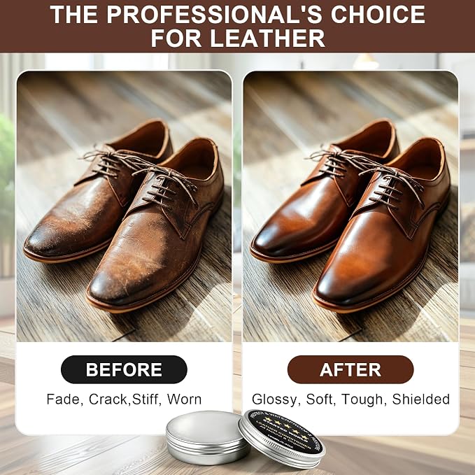 STARTSO WORLD 200Ml Leather Recoloring Balm with 100ML Leather Conditioner, Medium Brown Leather Repair Kit for Furniture, Leather Dye, Leather Scratch Repair, Leather Couch Paint