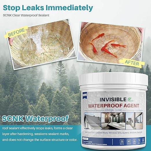 1000g Transparent Waterproof Coating Agent, Super Strong Waterproof Insulating Sealant, Invisible Waterproofing Sealant for Roofs, Walls, Indoor and Outdoor Use