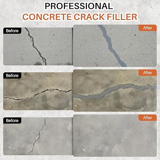 Concrete Crack Filler, Self-Leveling Magic Crack Filler for Concrete, Waterproof Repair Sealant for Cement Driveways, Patio, Sidewalk, Indoor & Outdoor, High Elasticity and Quick-Drying