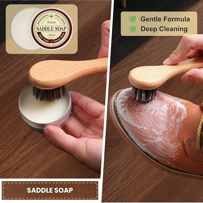 Nuroon Leather Boots Care Kit- Leather Cleaner Boots Shoes Cleaning Kit, Saddle Soap,Mink Oil and Wax Waterproofer
