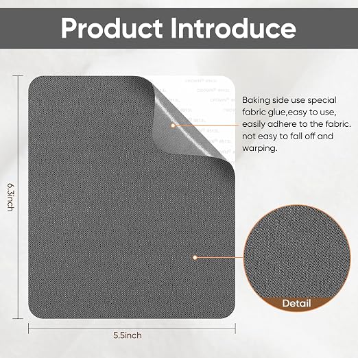 Couch Patch Repair Fabric,6-Piece Self-Adhesive Microfiber Patches，Quick Fix Sofa Chair Car Seat,Furniture,Upholstery Repair Kit. (Grey)