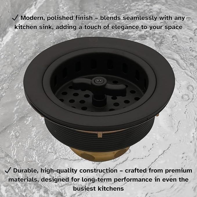 Westbrass A213-62 3-1/2" Wing Nut Twist Style Large Kitchen Sink Basket Strainer, Matte Black