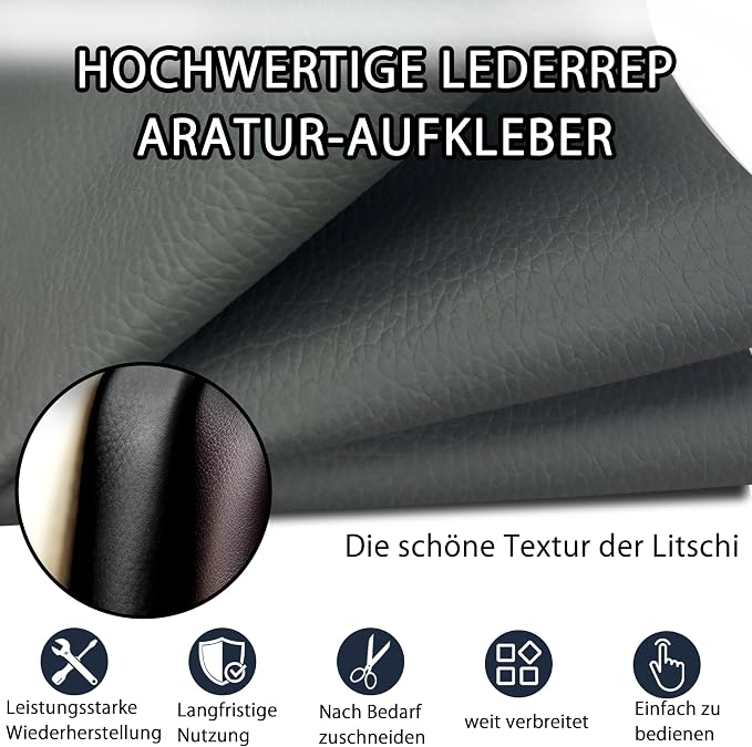 Leather Repair Tape,3.9 x 63 Inches Self Adhesive Leather Repair Patch,Vinyl Leather Repair Kit for Furniture,Couches,Car Seats,Sofas,Office Chairs, Gray