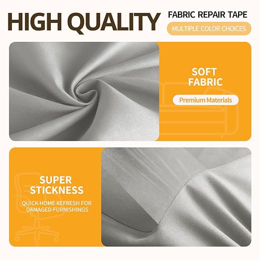 Fabric Repair Tape, Self-Adhesive Couch Patch Repair Fabric Patches For Furniture, Couch Repairing Kit Tape for Upholstery, Carpets, Chairs, Sofas, Pillows Microfiber velvet 4x79 Inch Khaki Grey