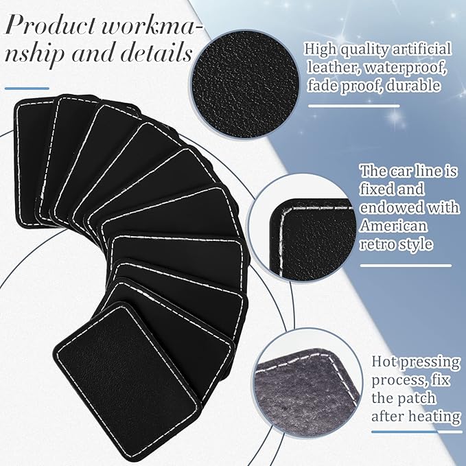 Dunzy 60 Pcs Leather Hat Patches Blank Leatherette Hat Patch with Adhesive Rectangle Laserable Leatherette Patch for Hats Custom Fabric Sew Laser Engraving DIY(Black,3 x 2 Inch)