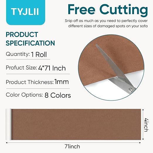 Velvet Repair Tape,4x71 Inch Self-Adhesive Couch Patch Repair Fabric Patch for Furniture,Sofas,Cushion,Chairs,Bags,Suede Goods(Brown)