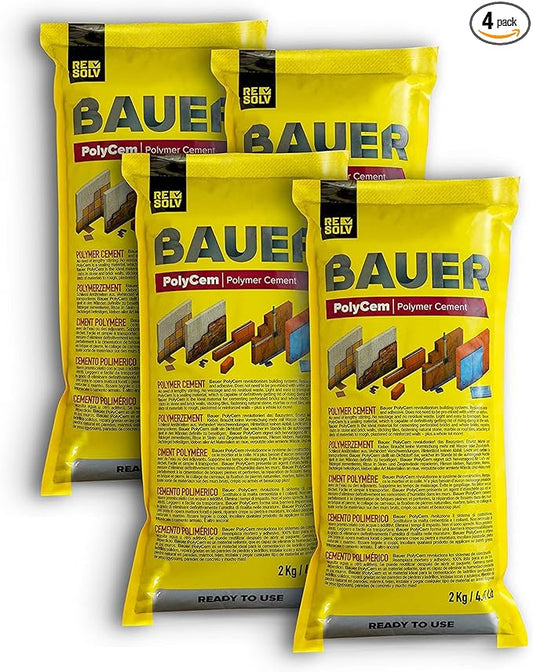 Bauer Instant Polymer Cement 4-Pack - Ready-to-Use Alternative to Mortar & Adhesives - Versatile for Concrete & Stone Tile Crack Repair & Brick Repair, Convenient & Durable