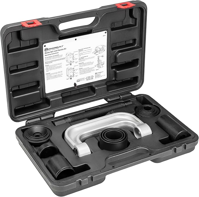 Powerbuilt Ball Joint Master Service Tool Kit, 10 Piece, Remove and Replace Ball Joints and U-Joints, Cars, Light Trucks, Storage Case - 940579, Black