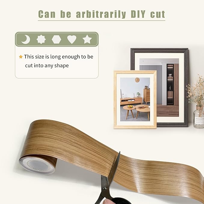 Besezx Wood Grain Tape, 2.4" X15', Self Adhesive Wood Grain Repair Patch for Tables, Chairs, DIY,Baseboards, Doors, Windows, Floors and Furniture Renovation.（Natural Wood Grain）