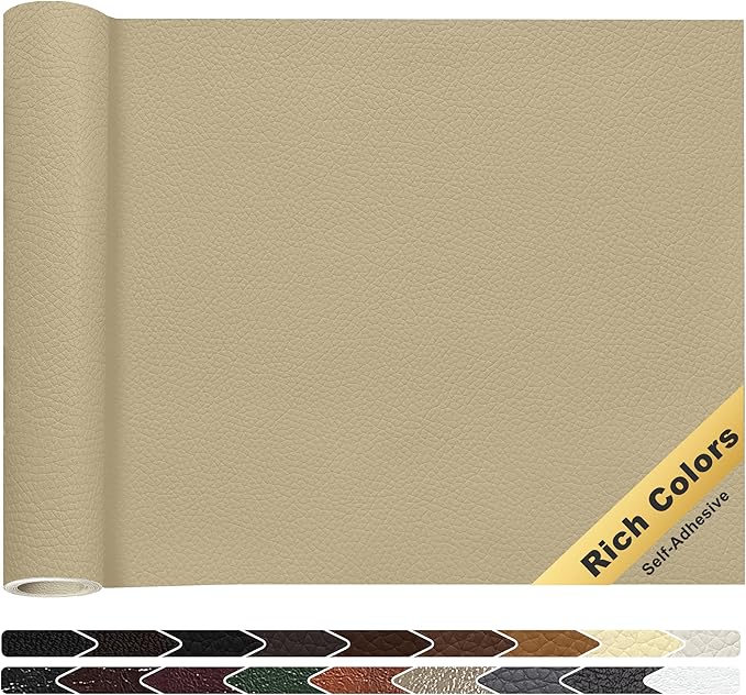 KING MOUNTAIN Leather Repair Patch,16 x 60 Inches self Adhesive Leather Repair Tape for Damaged Leather Furniture, Sofa Seating,Car Seats, Leather Goods（Medium Beige）