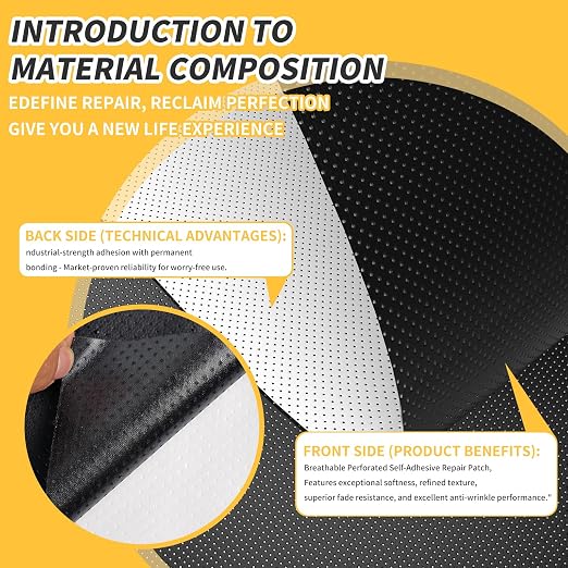 17x79 Inch Perforated Leather Repair Patch, Strong Adhesion Breathable Self-Adhesive Repair Tape Car Seat Repair Kit for Furniture, Chairs, Sofa (Dark Brown)