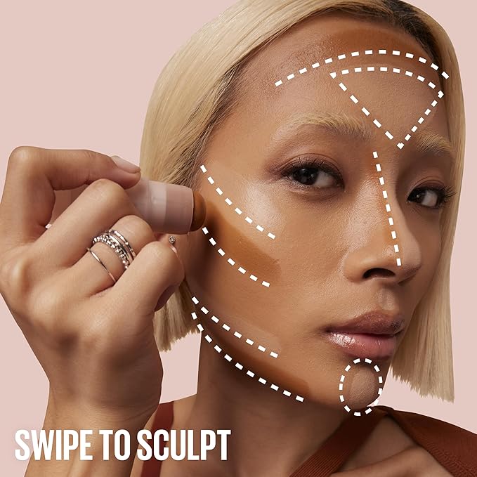 Maybelline Lifter Stix Multi-Use Face Stick - Contour, Bronzer, Concealer and Foundation Stick, All-In-One Creamy Face Makeup with Cranberry Seed Oil, 90, 1 Count