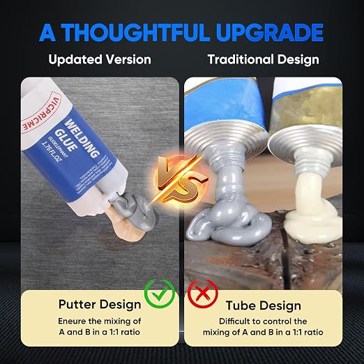 Metal Glue,Heavy Duty Waterproof Epoxy Welding Adhesive,30min Set, 24h Cure | liquid metal glue suitable for steel,plastic,aluminum,wood,cement,high-strength,plumb,boat hatches, and farm equipment repair