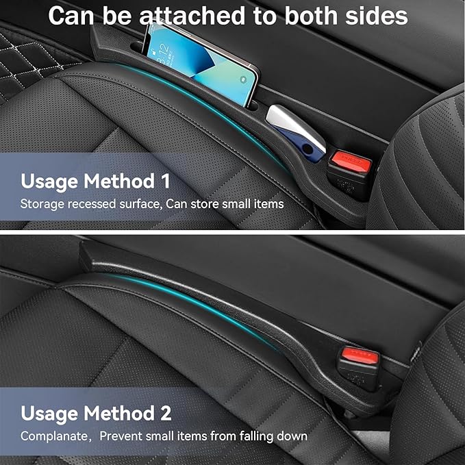 USSDE Car Gap Filler, Dual Slot Car Seat Gap Organizer 2 Pack, Universal Fit Soft Car Seat Crack Gap Filler Between Seat and Console Stop Things from Dropping (Style B)